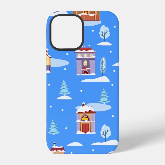 Hand drawn winter seamless pattern with cute Scand iPhone Case (Back)