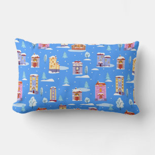 Hand drawn winter seamless pattern with cute Scand Lumbar Cushion