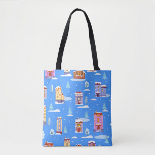 Hand drawn winter seamless pattern with cute Scand Tote Bag