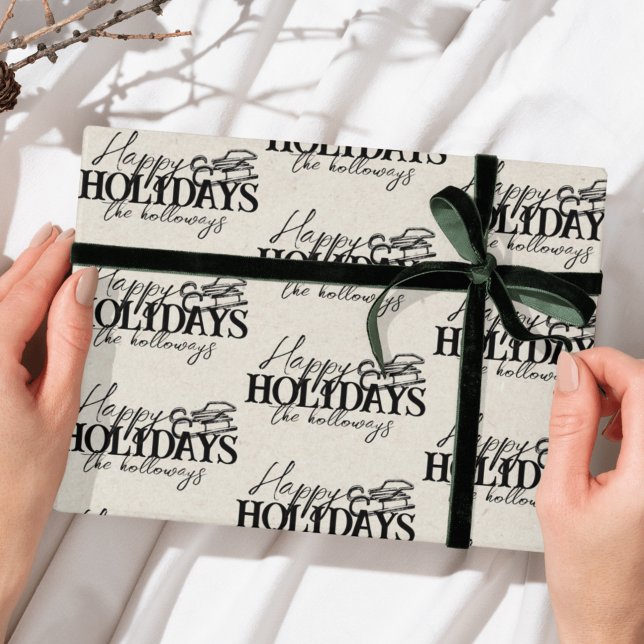 Hand Drawn Winter Sled Black Script Holiday Wrapping Paper (Send cheer with this bold and playful holiday wrapping paper!)