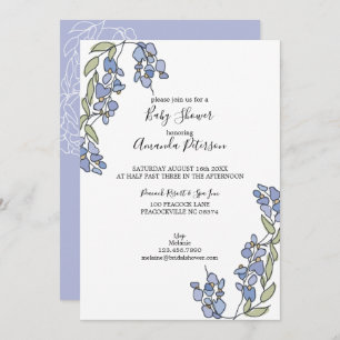 Hand Drawn Wisteria Floral Baby Shower Invitation