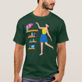 Hand Drawn Woman In Cleaning T-Shirt