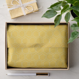 Hand-Drawn Wonky Honeycomb Pattern Golden Yellow Tissue Paper