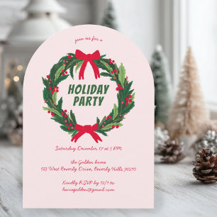 Hand Drawn Wreath Holiday Christmas Party ARCH Invitation