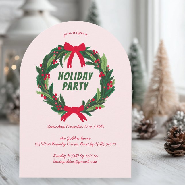 Hand Drawn Wreath Holiday Christmas Party ARCH Invitation (Hand Drawn Wreath Holiday Christmas Party ARCH Invitation
)