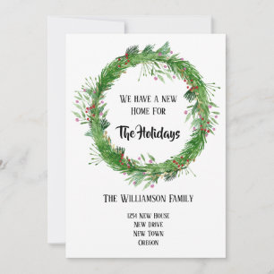 Hand Drawn Wreath New Home for the Holidays Card