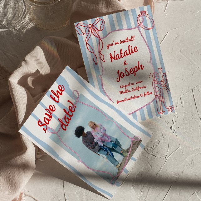 Hand Drawn Written Colourful Quirky Photo Wedding Save The Date (Creator Uploaded)