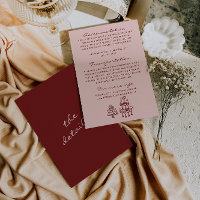 Hand Drawn Written Pink Burgundy Wedding Details
