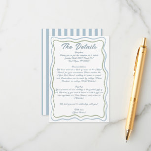 Hand Drawn Written Wavy Blue Green Frame Wedding Enclosure Card