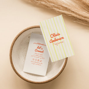 Hand Drawn Written Yellow Orange Bold  Boho Unique Business Card
