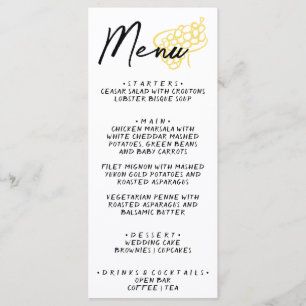 Hand Drawn Yellow White Whimsical Wedding Menu