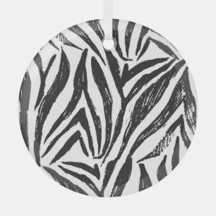 Hand Drawn Zebra: Vintage Print. Glass Tree Decoration