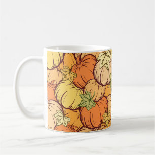 Hand-drown Vintage pumpkin and leaves seamless pat Coffee Mug