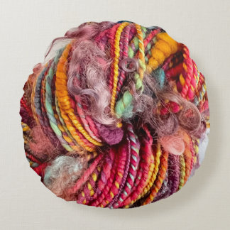 Hand Dyed and Handspun Yarn Round Cushion