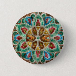 Hand embroidered button