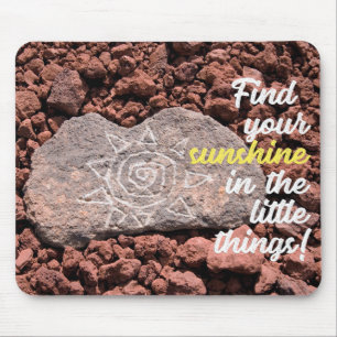 Hand Etched Sun Petroglyph On Lava Rock Mouse Pad