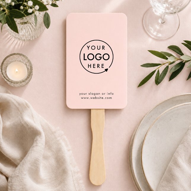 Hand Fan | Custom Logo Pink DIY Event Paddles (Personalized paddle fans guests can use at ceremonies, galas, conferences, and warm venues)