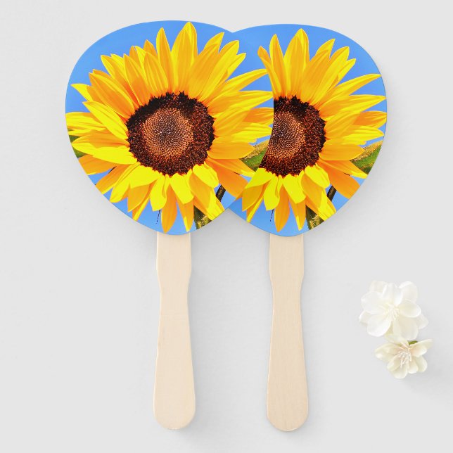Hand fans with Yellow Sunflowers (Front and Back)