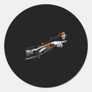 Hand finger pointing meme funny basketball classic round sticker