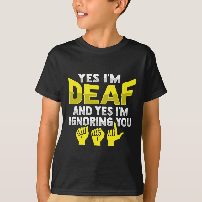 Hand Gesture Deaf Hearing Loss Awareness 11  T-Shirt (Front)