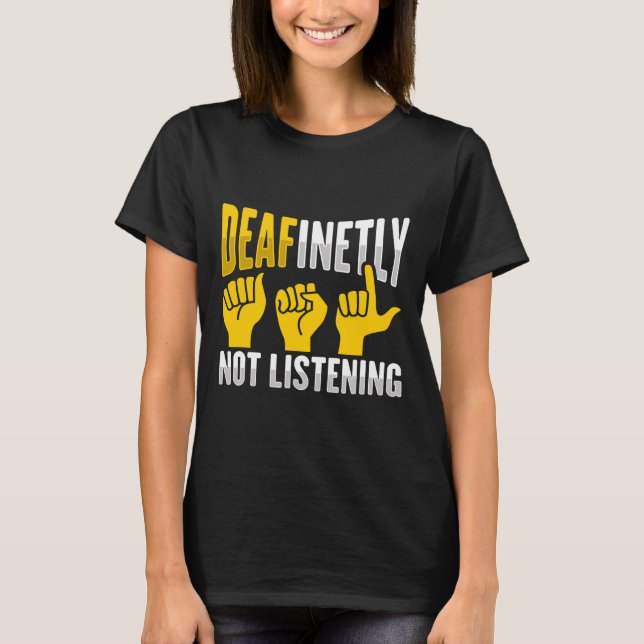 Hand Gesture Deaf Hearing Loss Awareness 3  T-Shirt (Front)