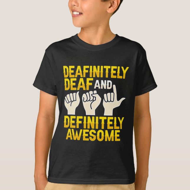 Hand Gesture Deaf Hearing Loss Awareness 4  T-Shirt (Front)