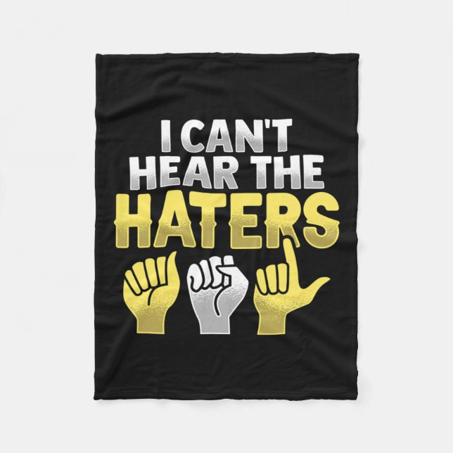 Hand Gesture Deaf Hearing Loss Awareness  Fleece Blanket (Front)