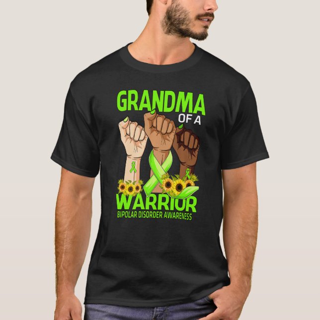 Hand Grandma Of A Warrior Bipolar Disorder Awarene T-Shirt (Front)