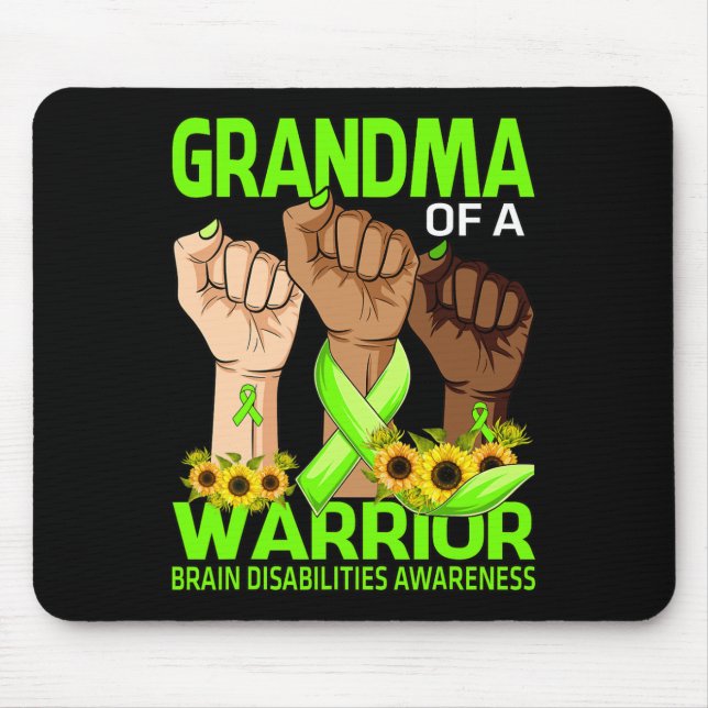 Hand Grandma Of A Warrior Brain Disabilities Aware Mouse Pad (Front)