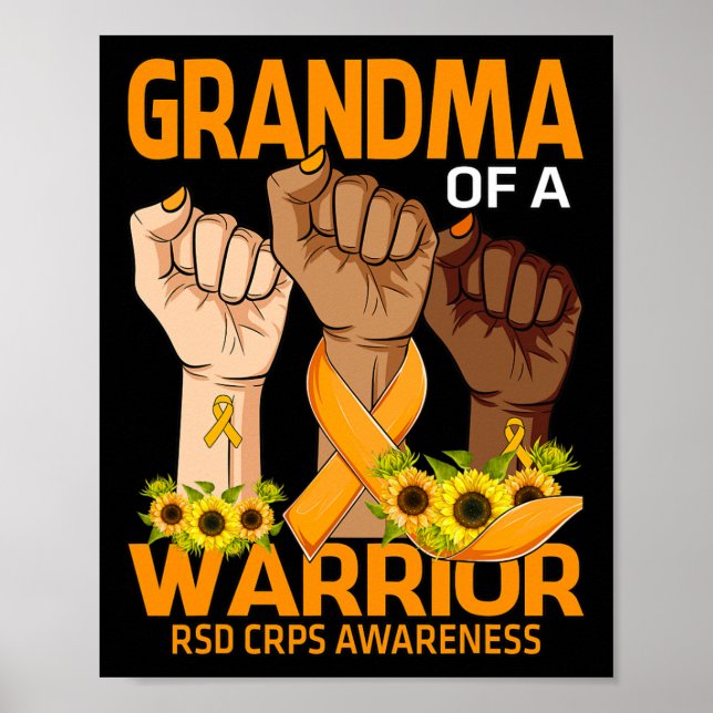 Hand Grandma Of A Warrior RSD CRPS Awareness Sunfl Poster (Front)