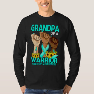 Hand Grandpa Of A Warrior Allergies Awareness Sunf T-Shirt