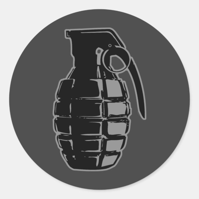 Hand Grenade - grey Classic Round Sticker (Front)