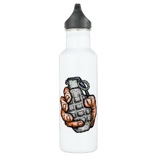 Hand Grenade In Comics Style 710 Ml Water Bottle