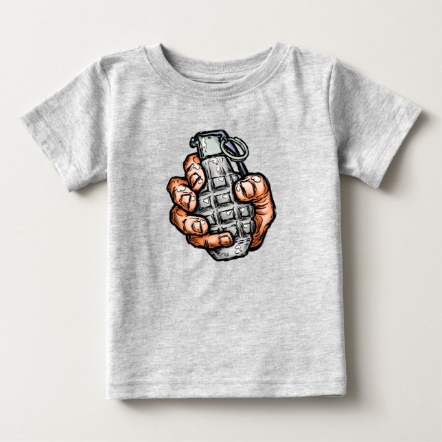 Hand Grenade In Comics Style Baby T-Shirt (Front)