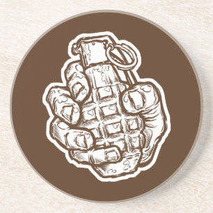 Hand Grenade In Comics Style Coaster