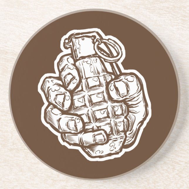Hand Grenade In Comics Style Coaster (Front)