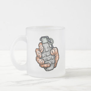 Hand Grenade In Comics Style Frosted Glass Coffee Mug