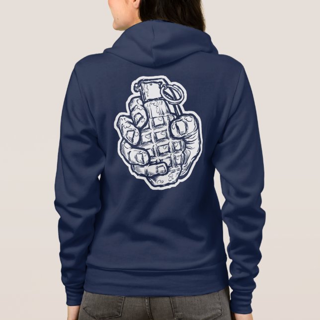 Hand Grenade In Comics Style Hoodie (Back)