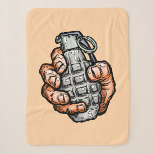 Hand Grenade In Comics Style Sherpa Blanket