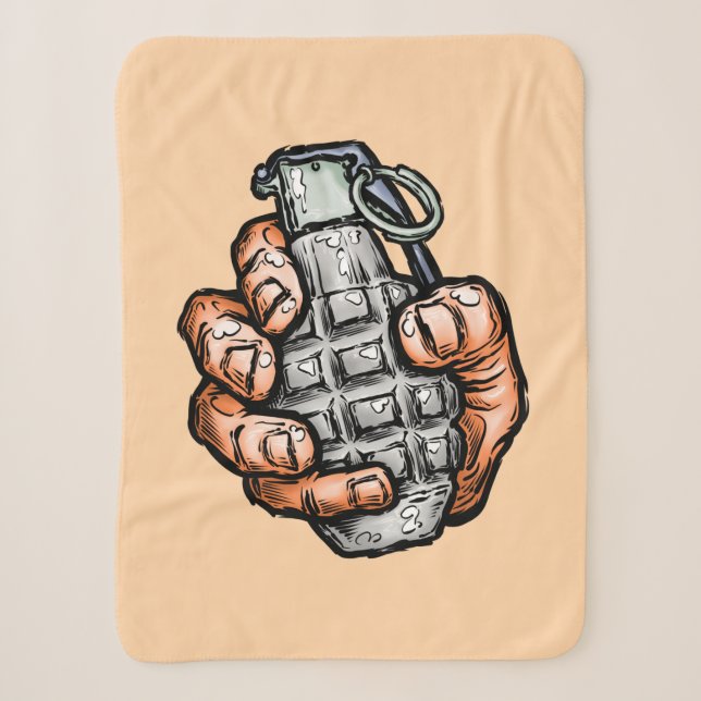 Hand Grenade In Comics Style Sherpa Blanket (Front)