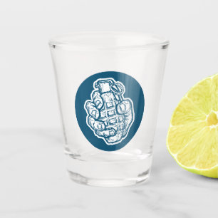 Hand Grenade In Comics Style Shot Glass