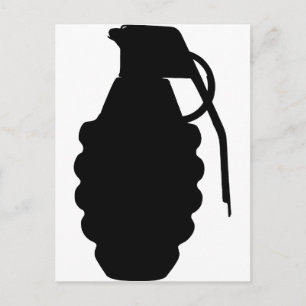 Hand Grenade Outline Silhouette Postcard
