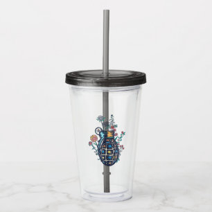 Hand Grenade Vase of Flowers Acrylic Tumbler