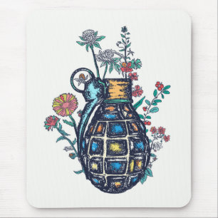 Hand Grenade Vase of Flowers Mouse Pad