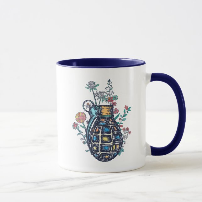 Hand Grenade Vase of Flowers Mug (Right)