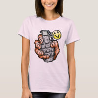 Hand Grenade With Happy Face, Comics Style