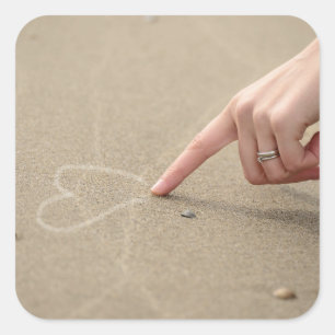 Hand, Heart, Draw Square Sticker