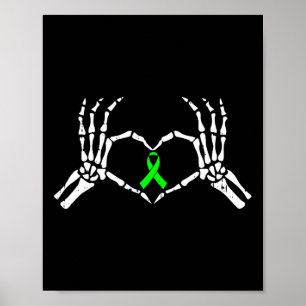 Hand Heart Mental Health Awareness Ribbon Warrior  Poster