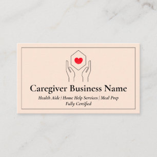 Hand Heart Minimal Caregiver qr code Business Card