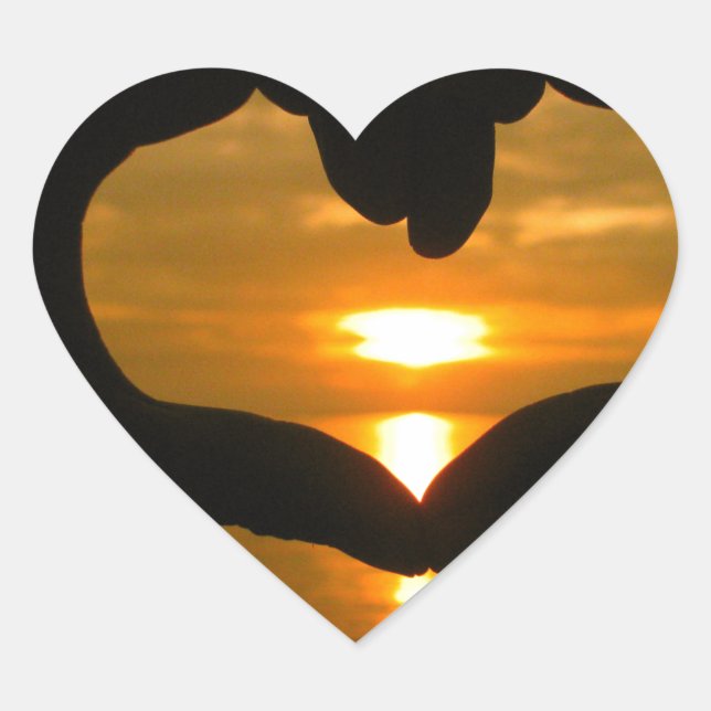 Hand Heart over Sunset Sticker (Front)